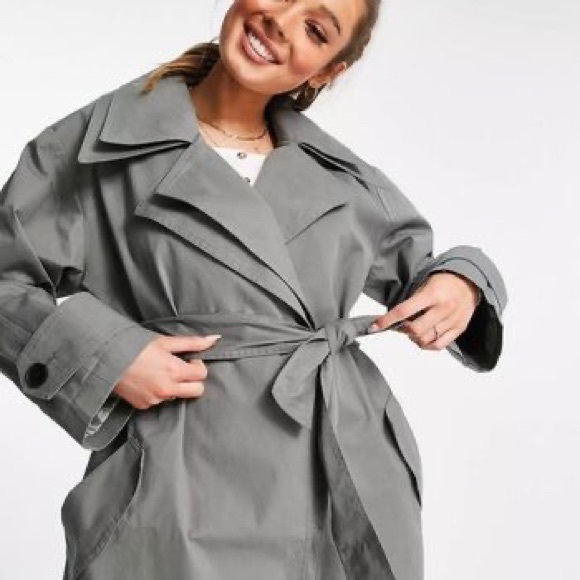 Grey Oversized Trench Coat - Picture 2 of 9